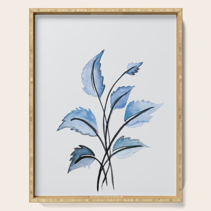 Blue leaves Serving Tray Gallery Image 1