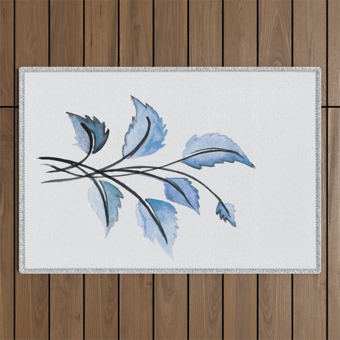 Blue leaves Outdoor Rug Gallery Image 1