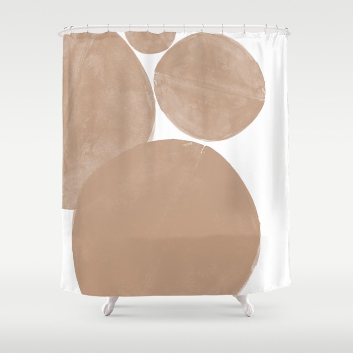 Minimalist Beige Art Shower Curtain Gallery Image 1