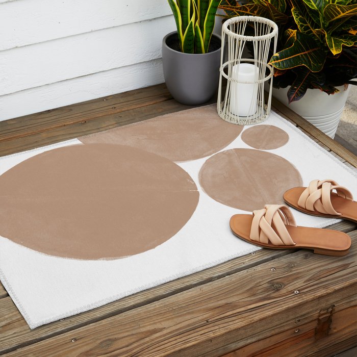 Minimalist Beige Art Outdoor Rug Gallery Image 2