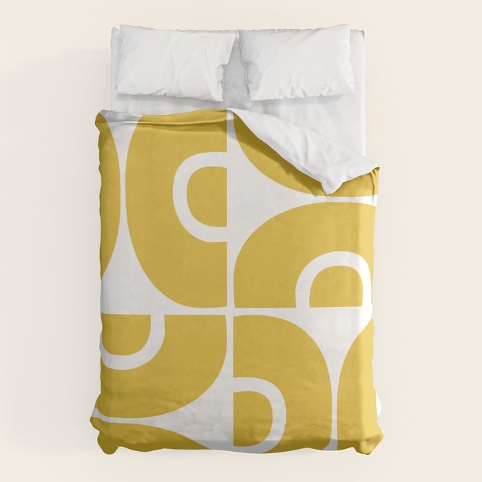 Mid Century Modern Abstract Pattern 7721 Mustard Yellow Duvet Cover Gallery Image 6