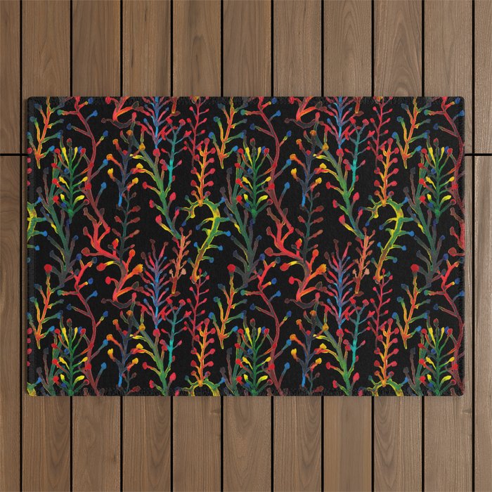 Watercolor Rainbow plants Outdoor Rug Gallery Image 1