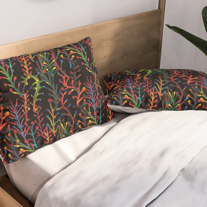 Watercolor Rainbow plants Pillow Sham Gallery Image 2