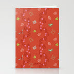 Whimsical Tiny Toys & Pine Branches in Red Stationery Card Gallery Image 2