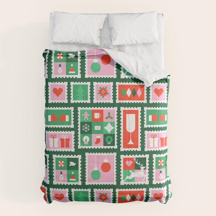 Christmas postage stamp pattern Comforter Gallery Image 6