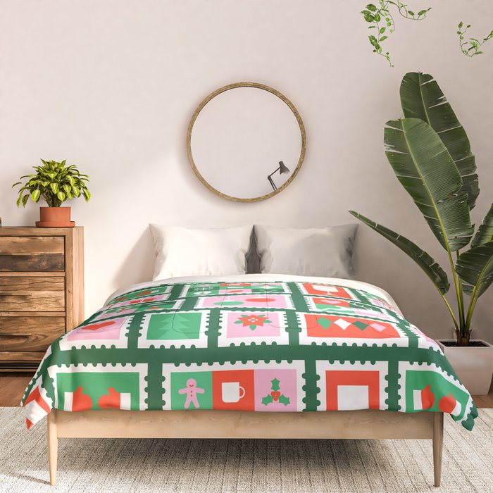 Christmas postage stamp pattern Comforter Gallery Image 3
