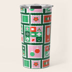 Christmas postage stamp pattern Travel Mug Gallery Image 1
