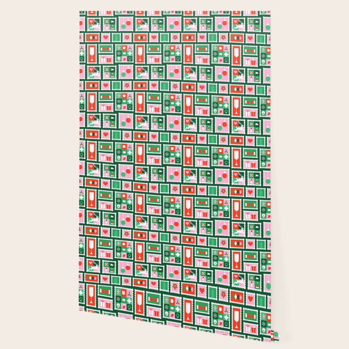Christmas postage stamp pattern Wallpaper Gallery Image 2