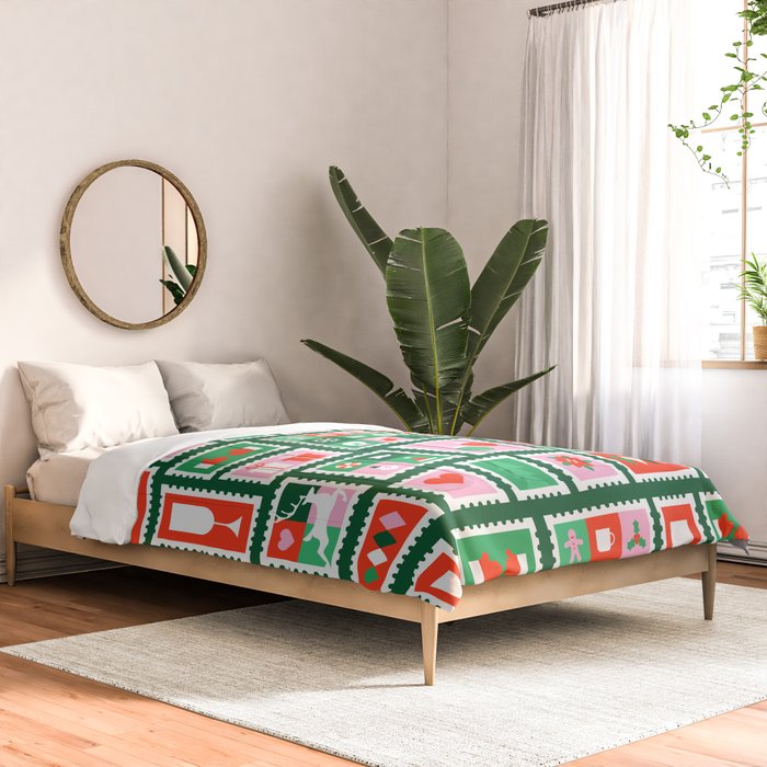 Christmas postage stamp pattern Comforter Gallery Image 2