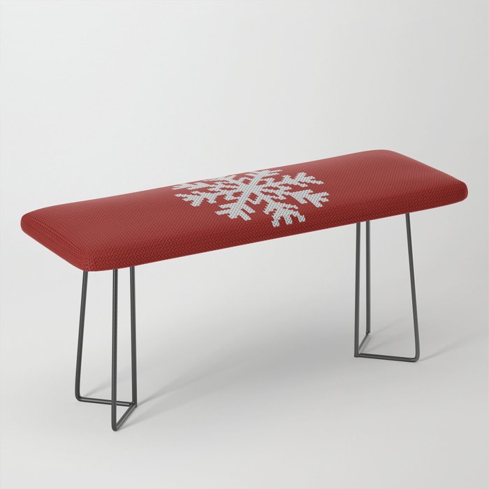 Classic Red Christmas white snowflake knit Bench Gallery Image 1