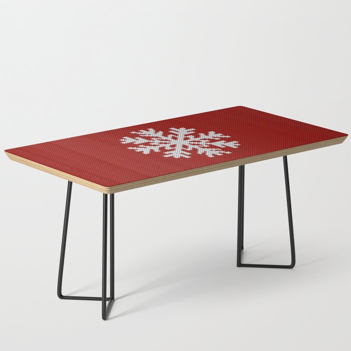 Classic Red Christmas white snowflake knit Coffee Table Gallery Image 1