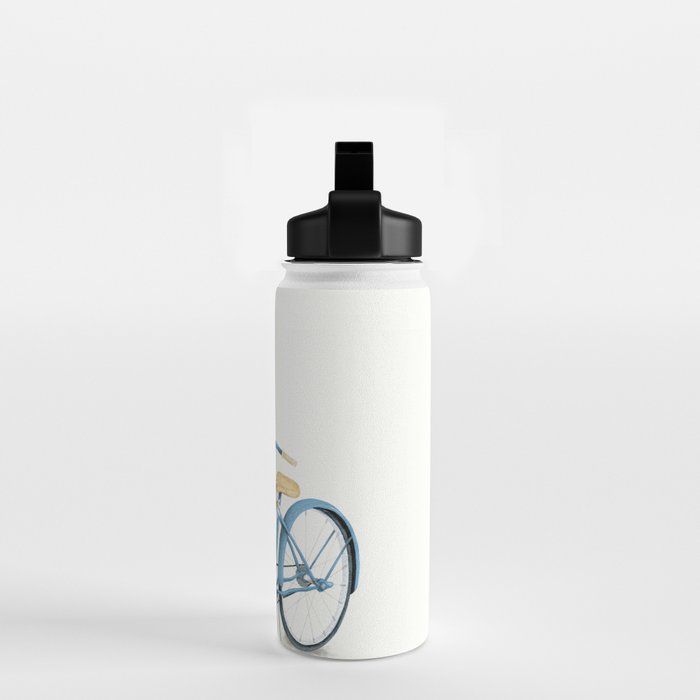 Blue Bicycle with Flowers in Basket Water Bottle Gallery Image 2