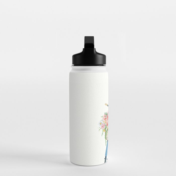 Blue Bicycle with Flowers in Basket Water Bottle Gallery Image 3