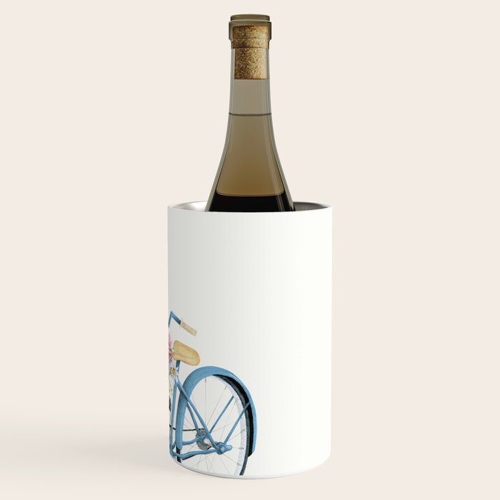 Blue Bicycle with Flowers in Basket Wine Chiller Gallery Image 3