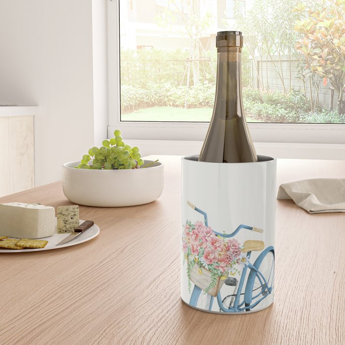Blue Bicycle with Flowers in Basket Wine Chiller Gallery Image 4