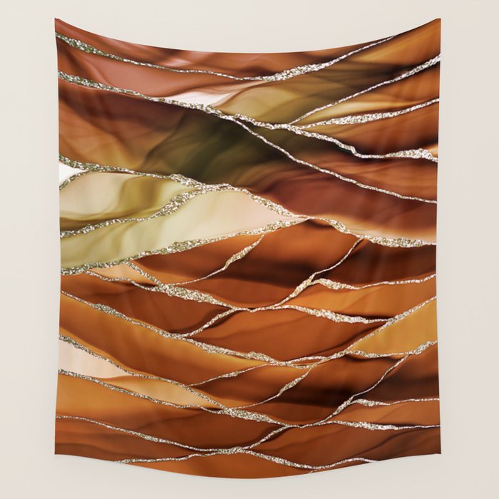 Desert Hot Copper Marble Landscapes Wall Tapestry Gallery Image 1
