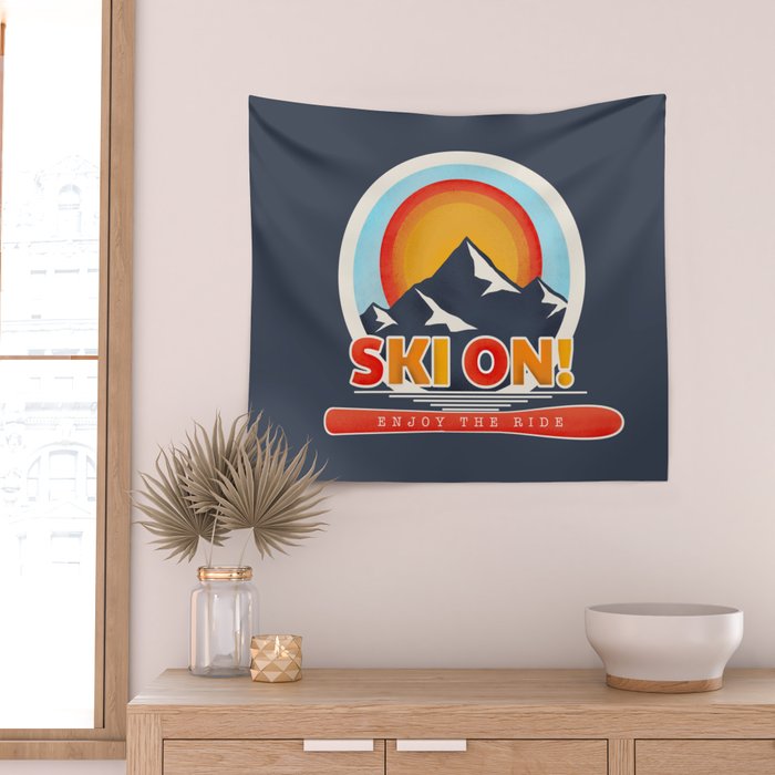 SKI ON! retro badge Wall Tapestry Gallery Image 2