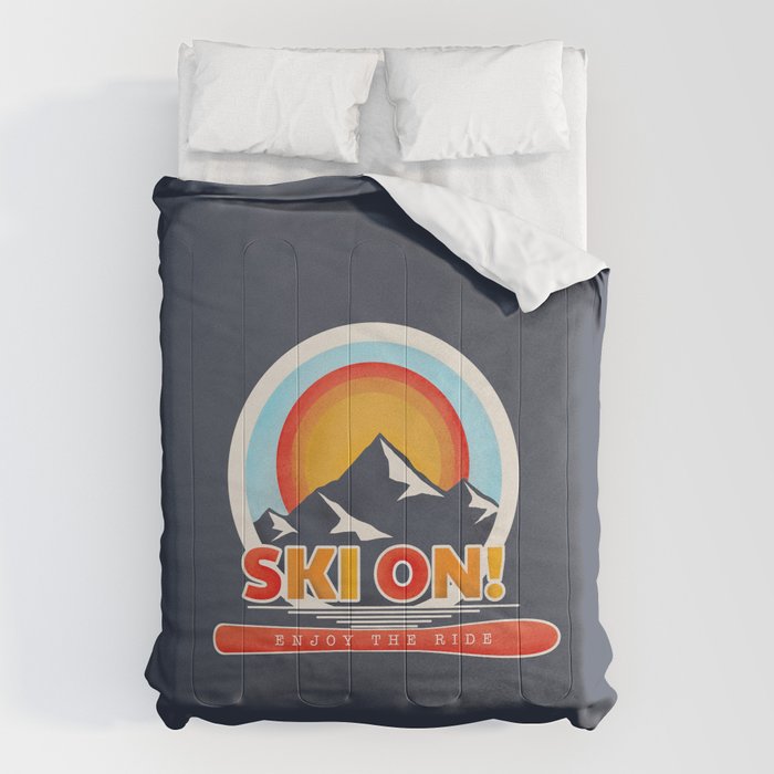 SKI ON! retro badge Comforter Gallery Image 1
