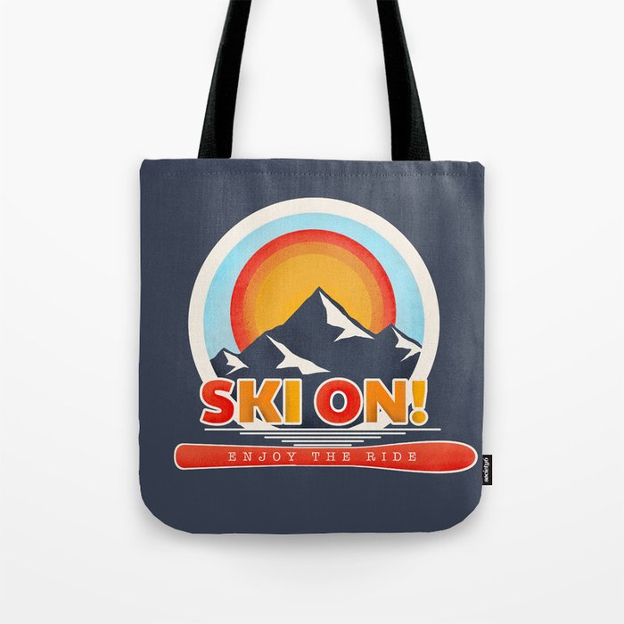 SKI ON! retro badge Tote Bag Gallery Image 1