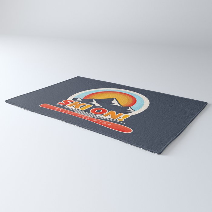 SKI ON! retro badge Rug Gallery Image 3
