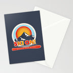 SKI ON! retro badge Stationery Card Gallery Image 2