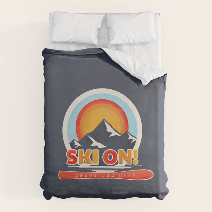 SKI ON! retro badge Duvet Cover Gallery Image 6