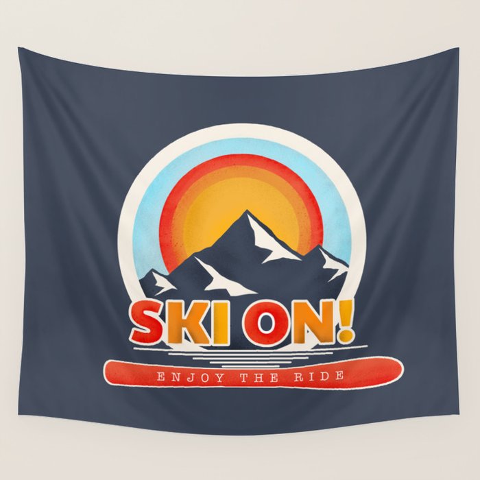 SKI ON! retro badge Wall Tapestry Gallery Image 4