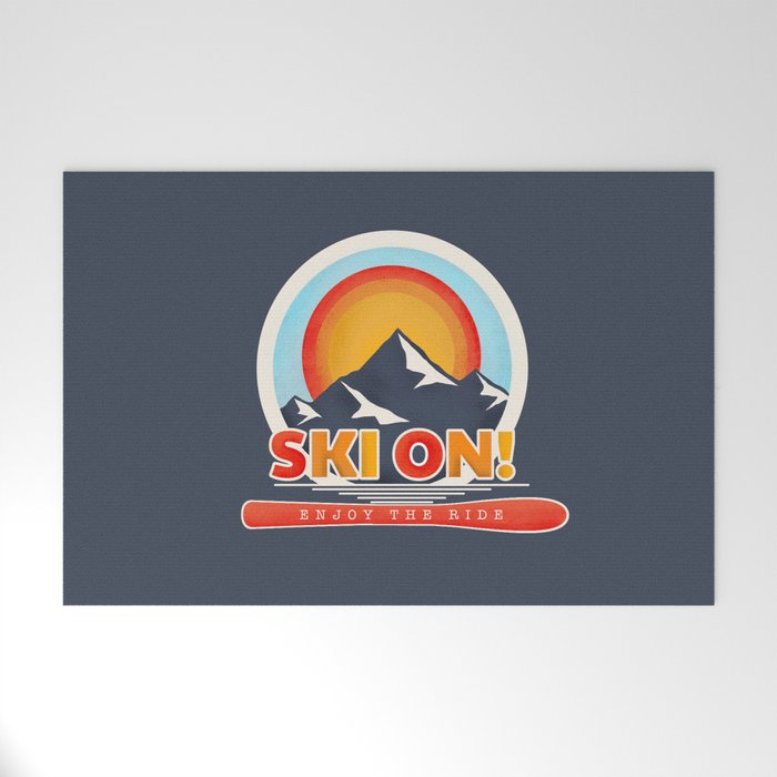 SKI ON! retro badge Welcome Mat Gallery Image 1