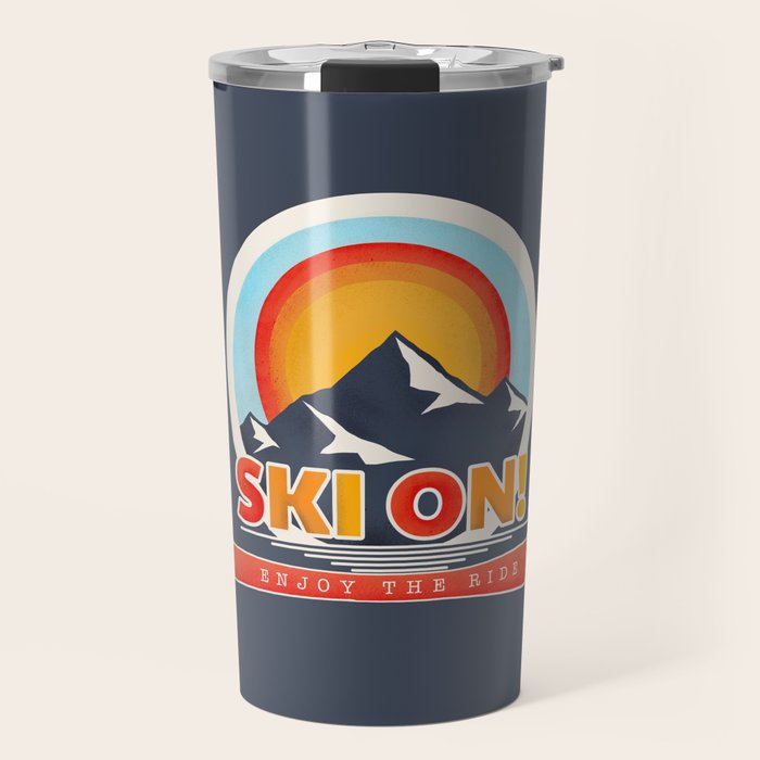 SKI ON! retro badge Travel Mug Gallery Image 1