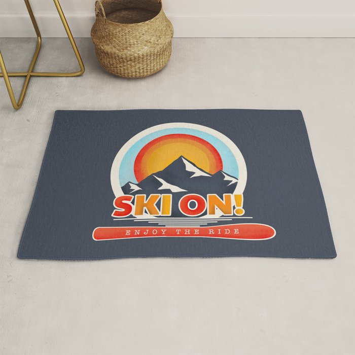 SKI ON! retro badge Rug Gallery Image 1