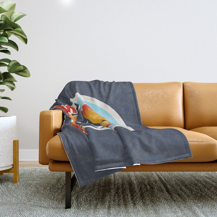 SKI ON! retro badge Throw Blanket Gallery Image 1