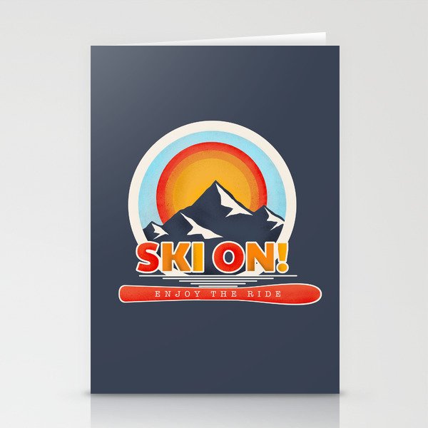 SKI ON! retro badge Stationery Card Gallery Image 1