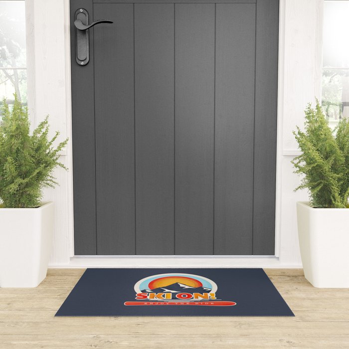 SKI ON! retro badge Welcome Mat Gallery Image 3