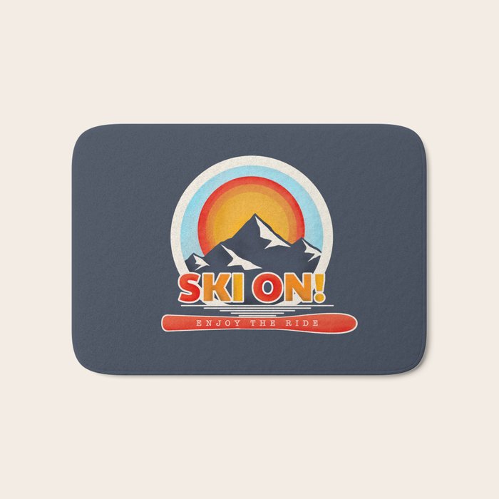 SKI ON! retro badge Bath Mat Gallery Image 1