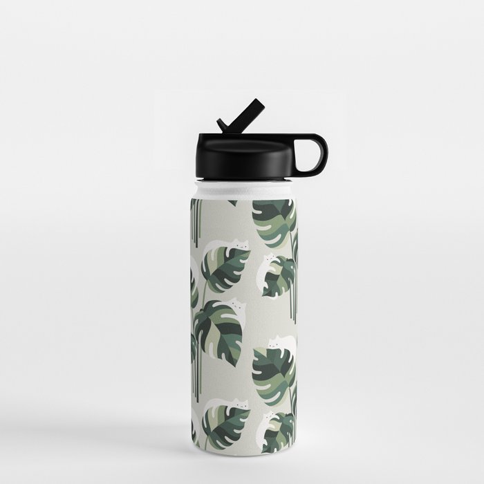 Cat and Plant 11 Pattern Water Bottle Gallery Image 1