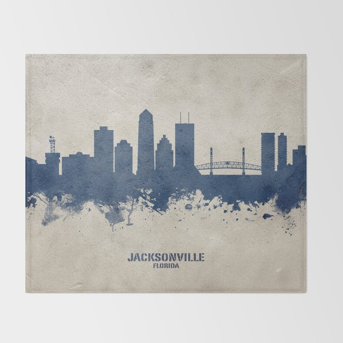 Jacksonville Florida Skyline Throw Blanket Gallery Image 2