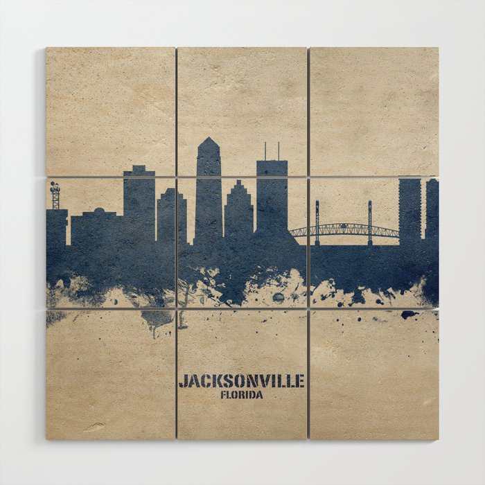 Jacksonville Florida Skyline Wood Wall Art Gallery Image 1