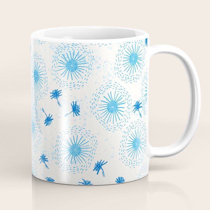 Make A Wish Dandelion Pattern in Sky Blue & Off White Coffee Mug Gallery Image 1