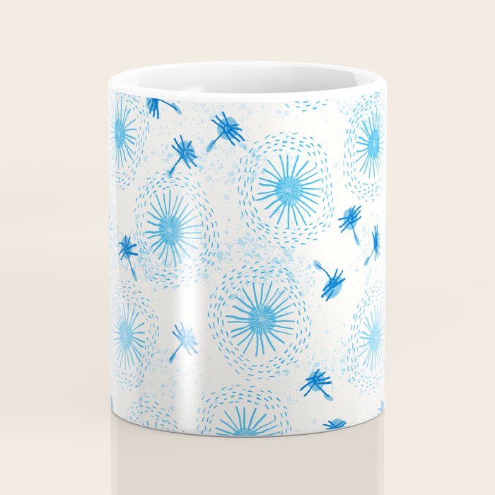Make A Wish Dandelion Pattern in Sky Blue & Off White Coffee Mug Gallery Image 4