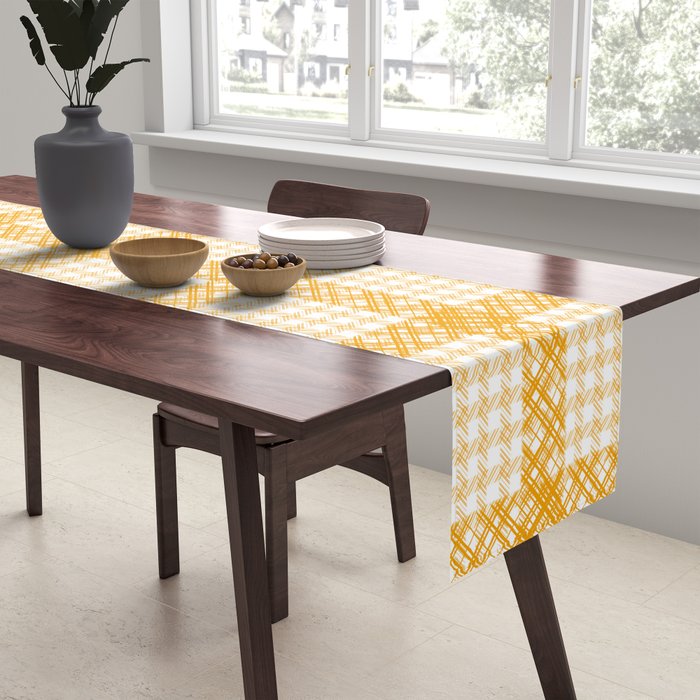 Woven Checkerboard (Yellow) Table Runner Gallery Image 2