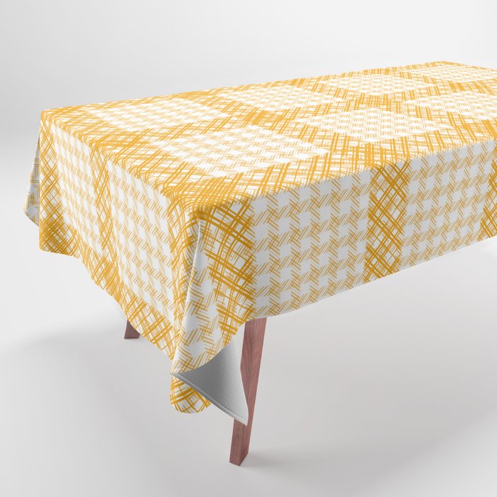 Woven Checkerboard (Yellow) Tablecloth Gallery Image 1