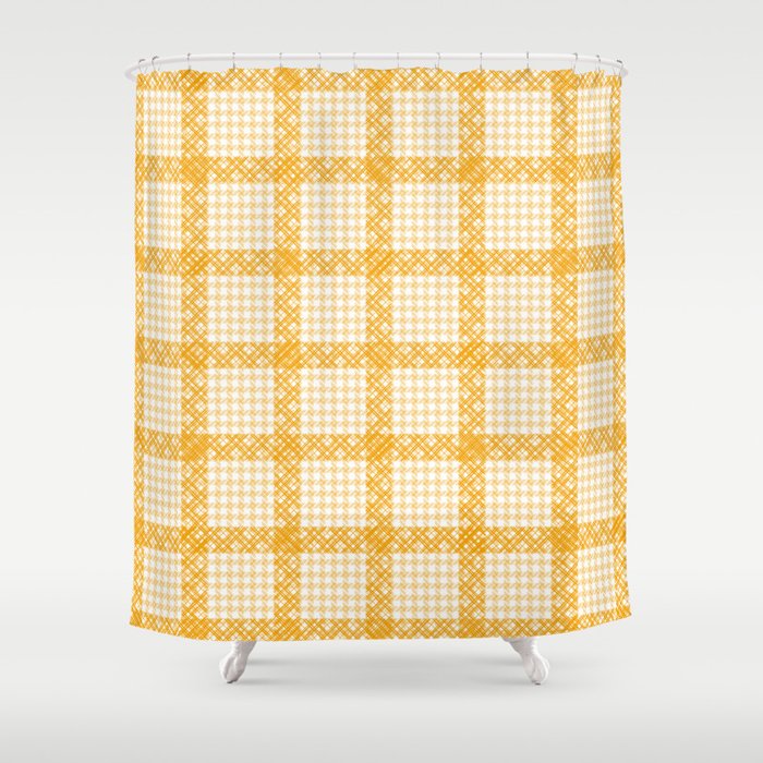 Woven Checkerboard (Yellow) Shower Curtain Gallery Image 1