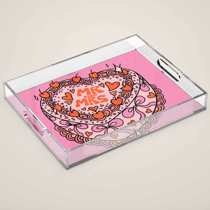 Mr. and Mrs. Cake Acrylic Tray Gallery Image 1