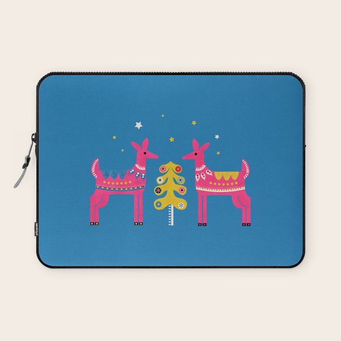 Festive Deers In Hot Pink Laptop Sleeve Gallery Image 1