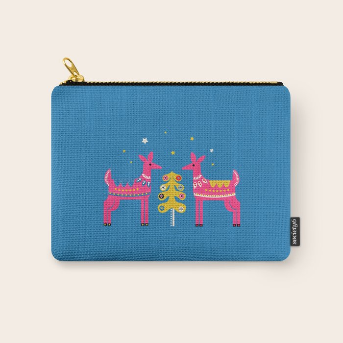 Festive Deers In Hot Pink Carry All Pouch Gallery Image 1