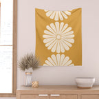 Retro Daisy Abstract XVIII Golden Orange Bold Floral Wall Tapestry Gallery Image 2
