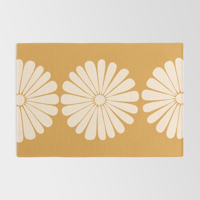 Retro Daisy Abstract XVIII Golden Orange Bold Floral Rug Gallery Image 2