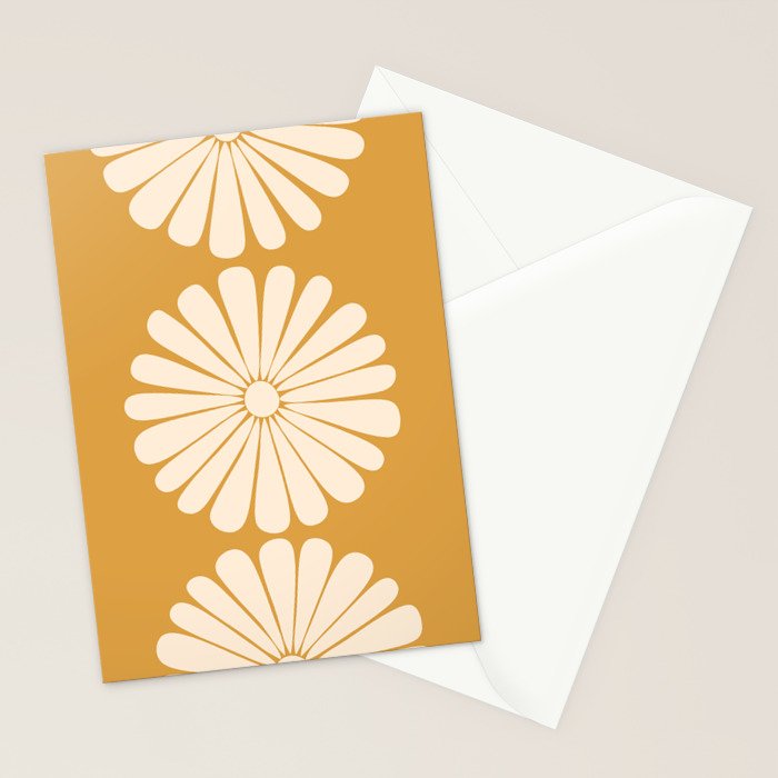 Retro Daisy Abstract XVIII Golden Orange Bold Floral Stationery Card Gallery Image 2
