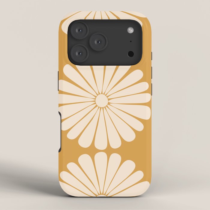 Retro Daisy Abstract XVIII Golden Orange Bold Floral iPhone Case Gallery Image 3