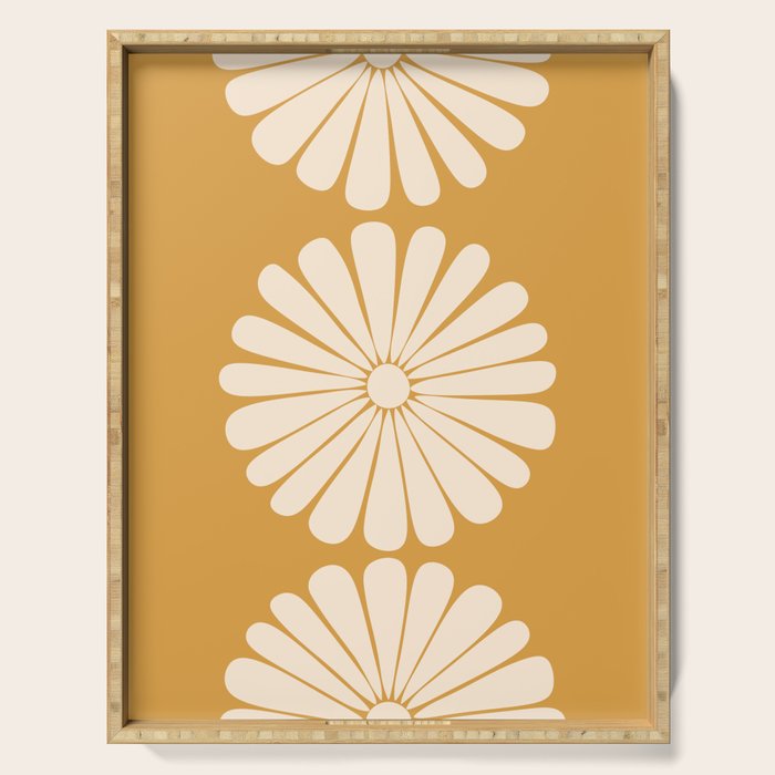 Retro Daisy Abstract XVIII Golden Orange Bold Floral Serving Tray Gallery Image 1